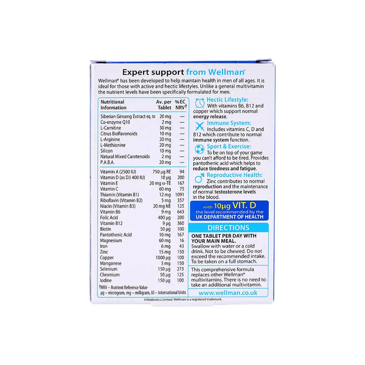 15206-Vitabiotics Wellman 30 Tablets +3