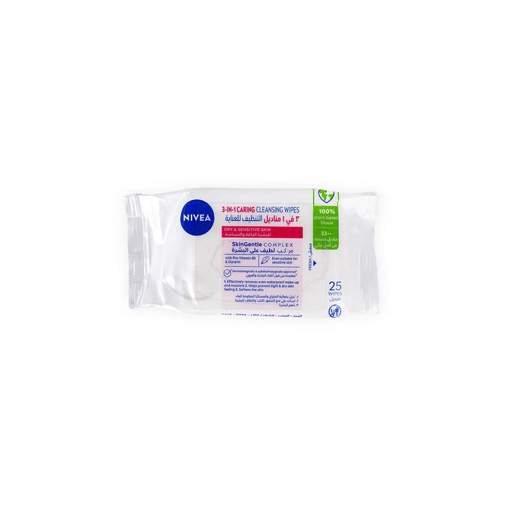 15509-NIVEA 3 IN 1 GENTLE FACIAL CLEANSING 25 WIPES