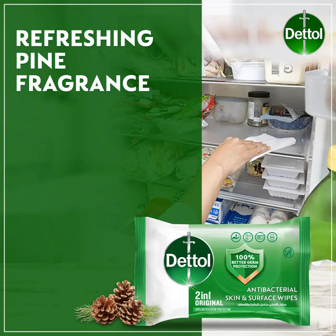 15672-Dettol Anti-Bacterial Wipes 40 Pcs (Original) +5