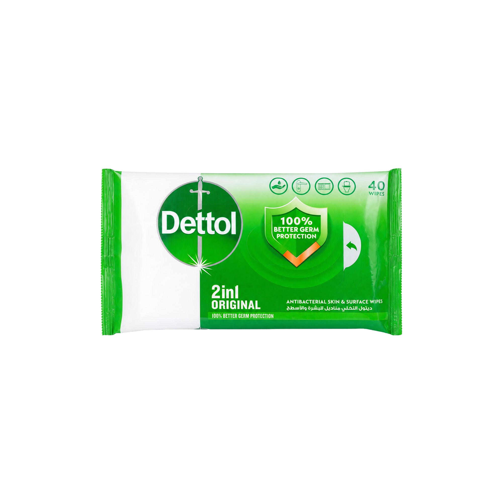 15672-Dettol Anti-Bacterial Wipes 40 Pcs (Original) +0