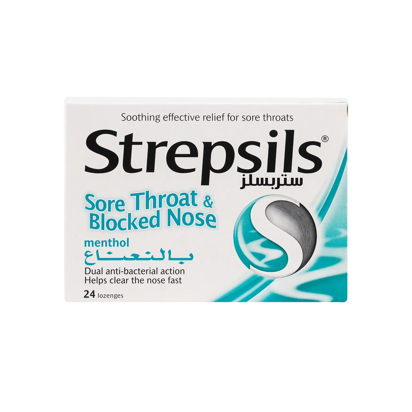 STREPSILS SORE THROTH & BLOCKED NOSE MENTHOL 24 LOZ