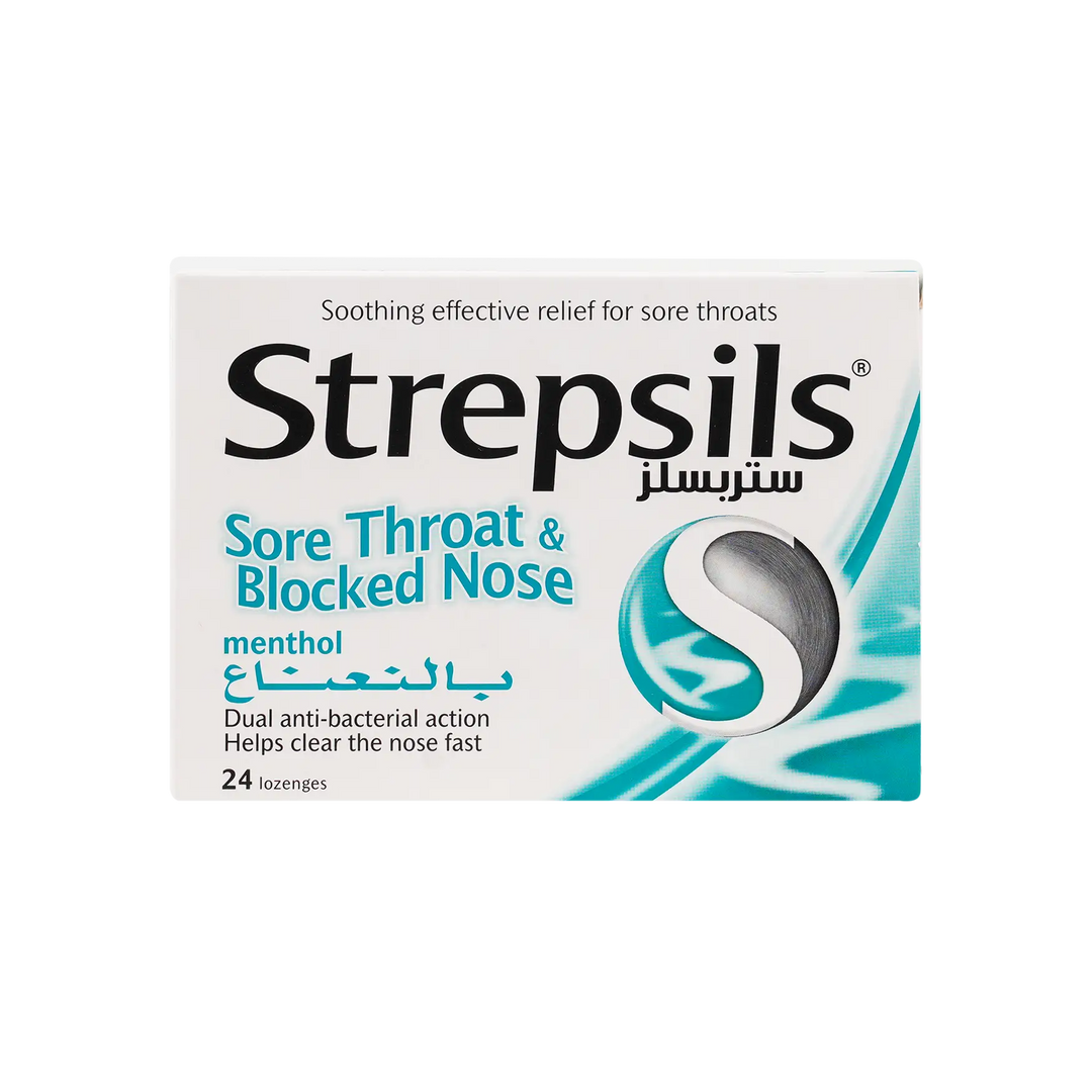 18410-Strepsils Sore Throth &amp; Blocked Nose Menthol 24 Loz