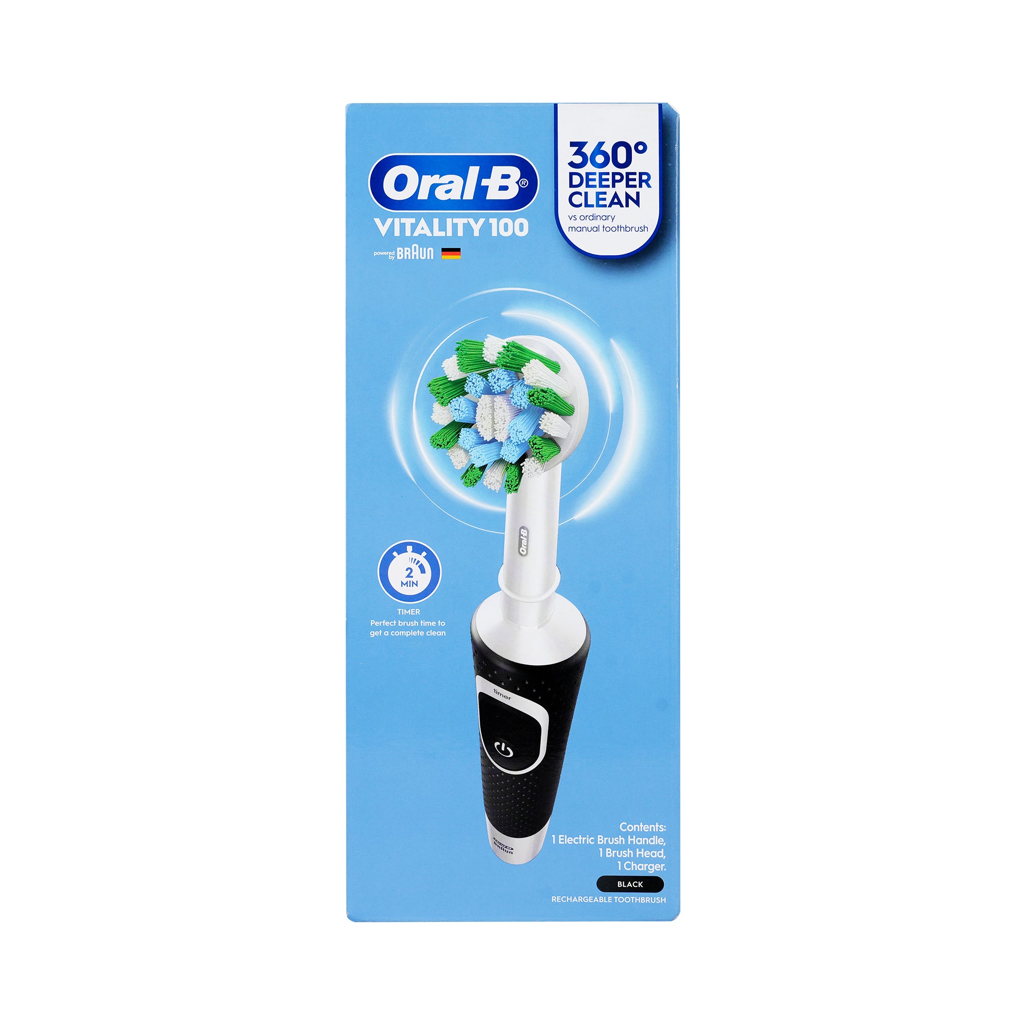 18826-Oral-B Vitality 100 Cross Action Rechargeable Toothbrush-Bla +2