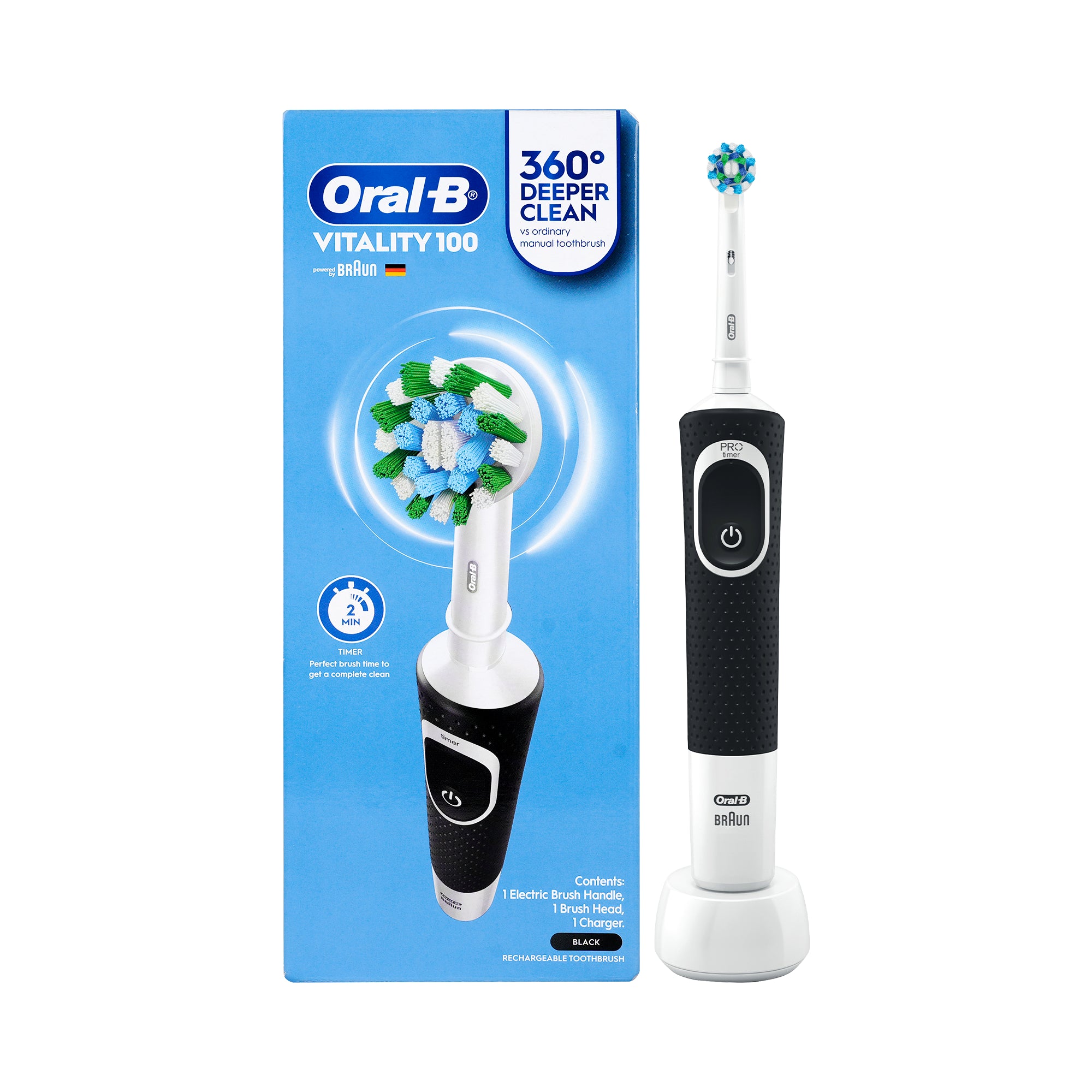 18826-Oral-B Vitality 100 Cross Action Rechargeable Toothbrush-Bla