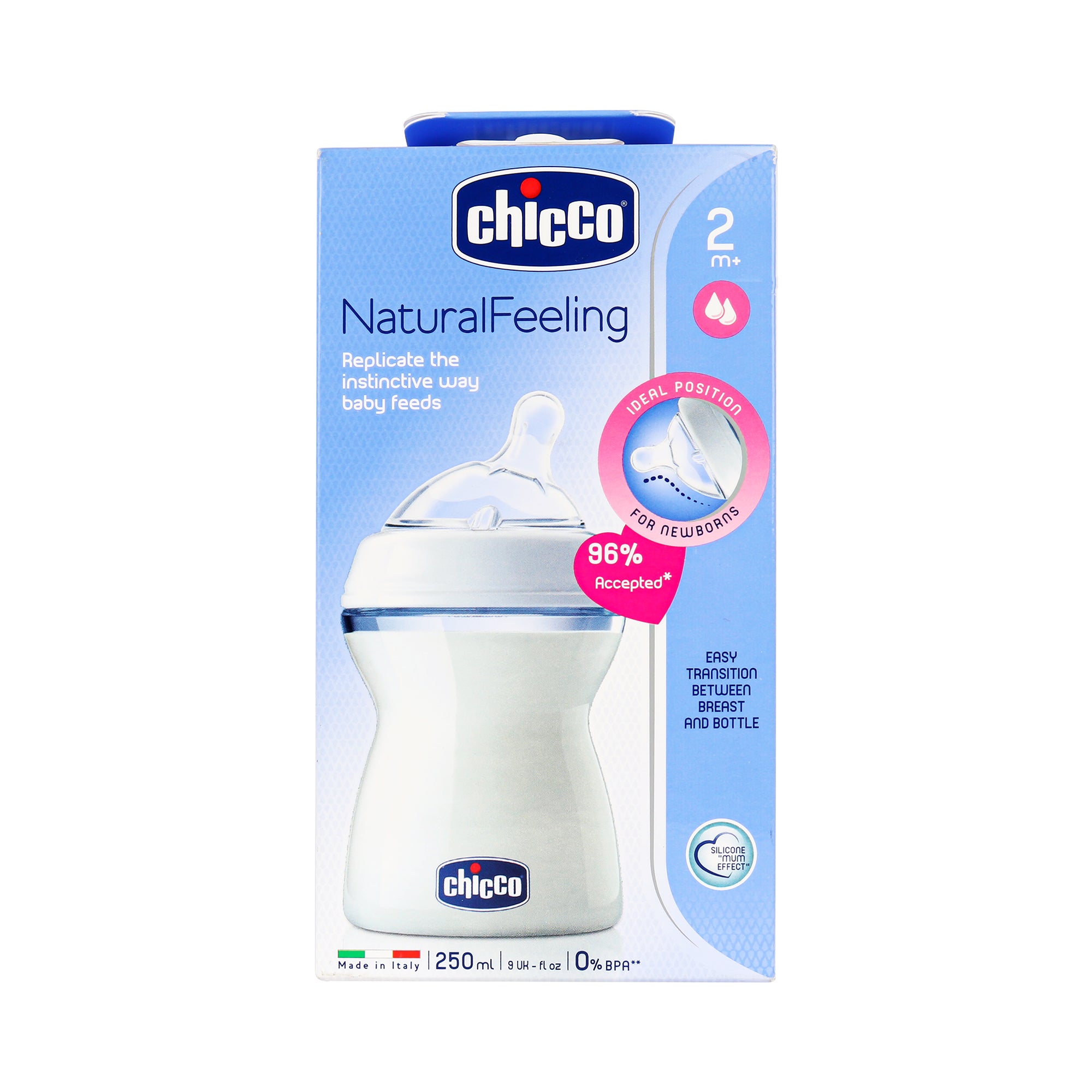 19201-Chicco Natural Feeling (2M+) White Bottle 250ml +1