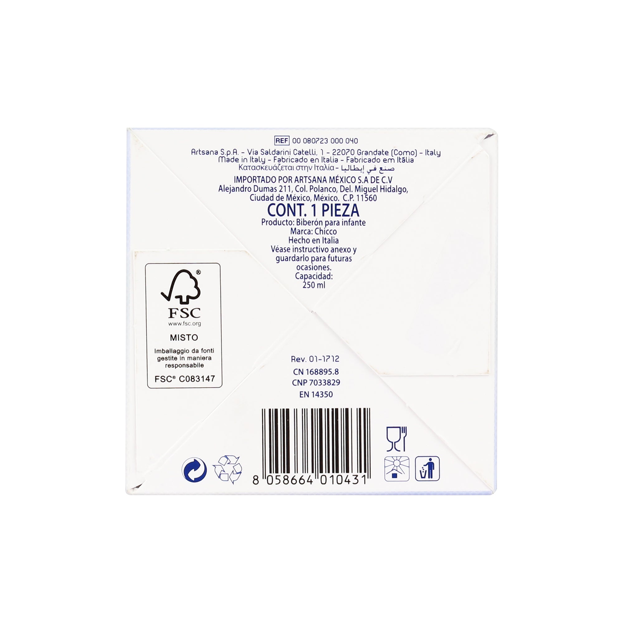 19201-Chicco Natural Feeling (2M+) White Bottle 250ml +4