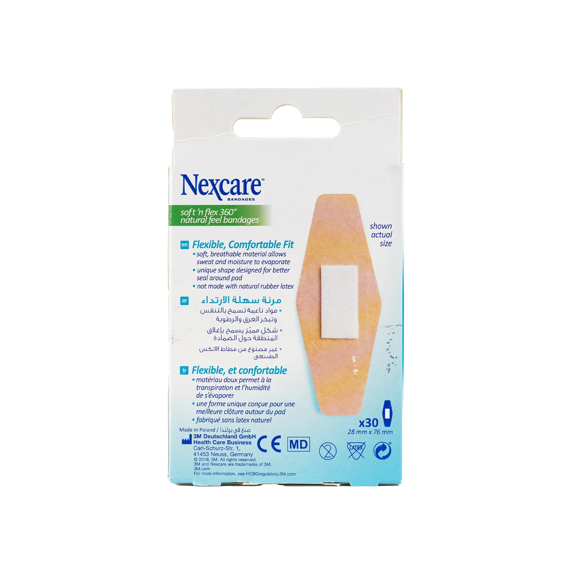 Nexcare Soft & Flex 360 Comfort 28x76mm Bandages 30pcs-SF 30
