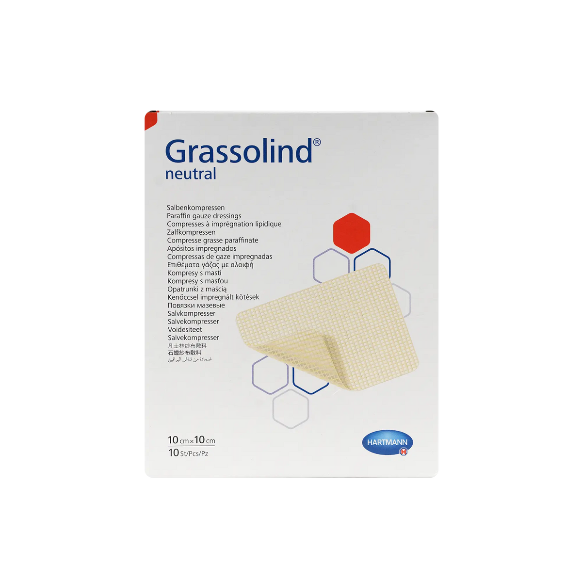 19932-Hartmann Grassolind Vaseline Gauze 10x10cm 10pcs