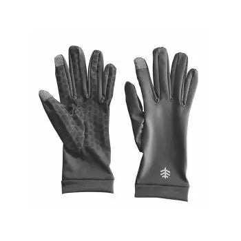 46639-Coolibar UPF50+ Sun Charcoal Gloves-L