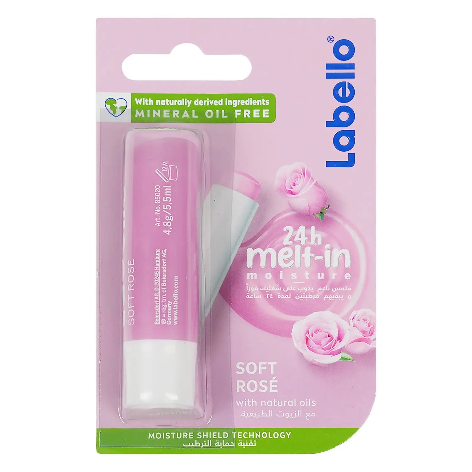 Labello Melt-In Moisture 24H Lip Balm 4.8G - Soft Rose