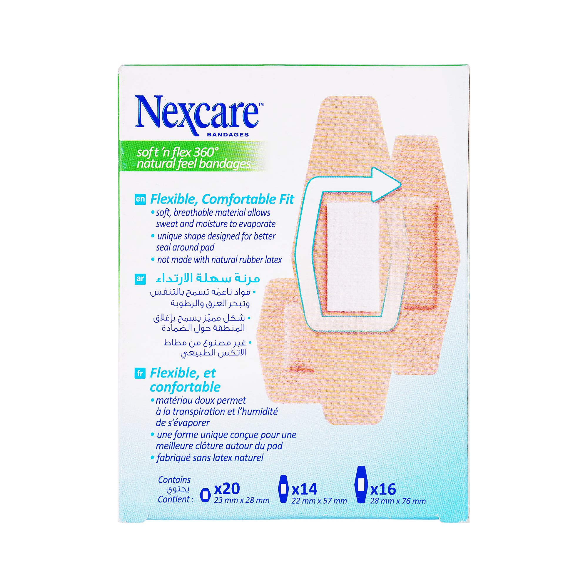 21054-Nexcare Soft & Flex 360 Comfort Assorted Bandages 50pcs-SF 5 +1