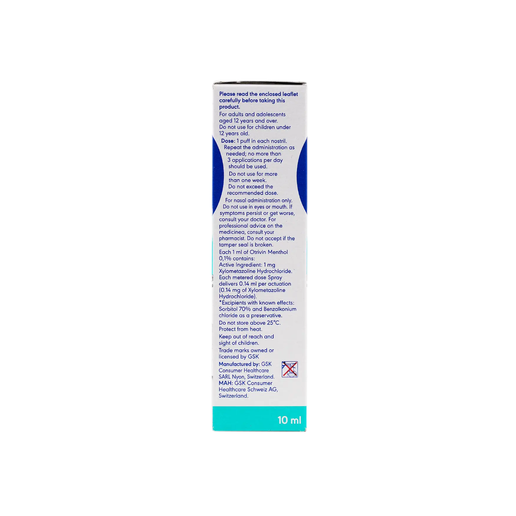 Otrivin Menthol 0.1% Spray 10 Ml