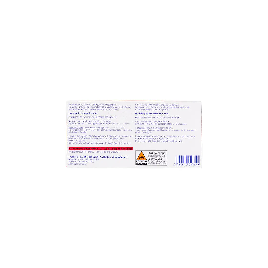 21468-Lantus Solostar 100 Unit / Ml 5 Pen 3Ml +3