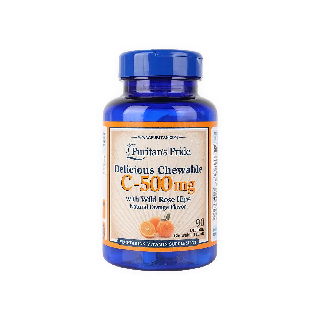 PURITANS PRIDE VIT C 500 CHEWABLE & ROSEHIPS 90 TABLETS