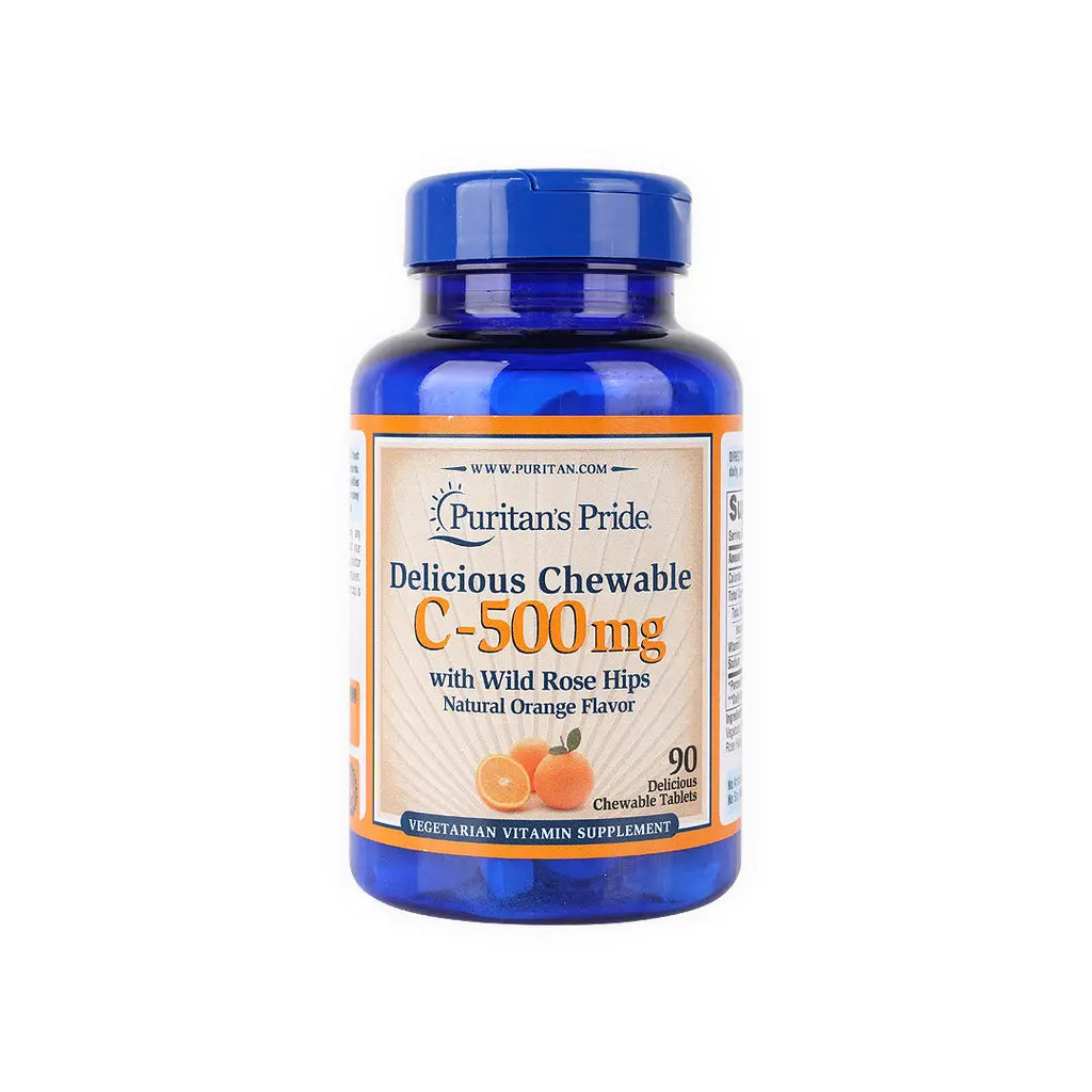 PURITANS PRIDE VIT C 500 CHEWABLE & ROSEHIPS 90 TABLETS