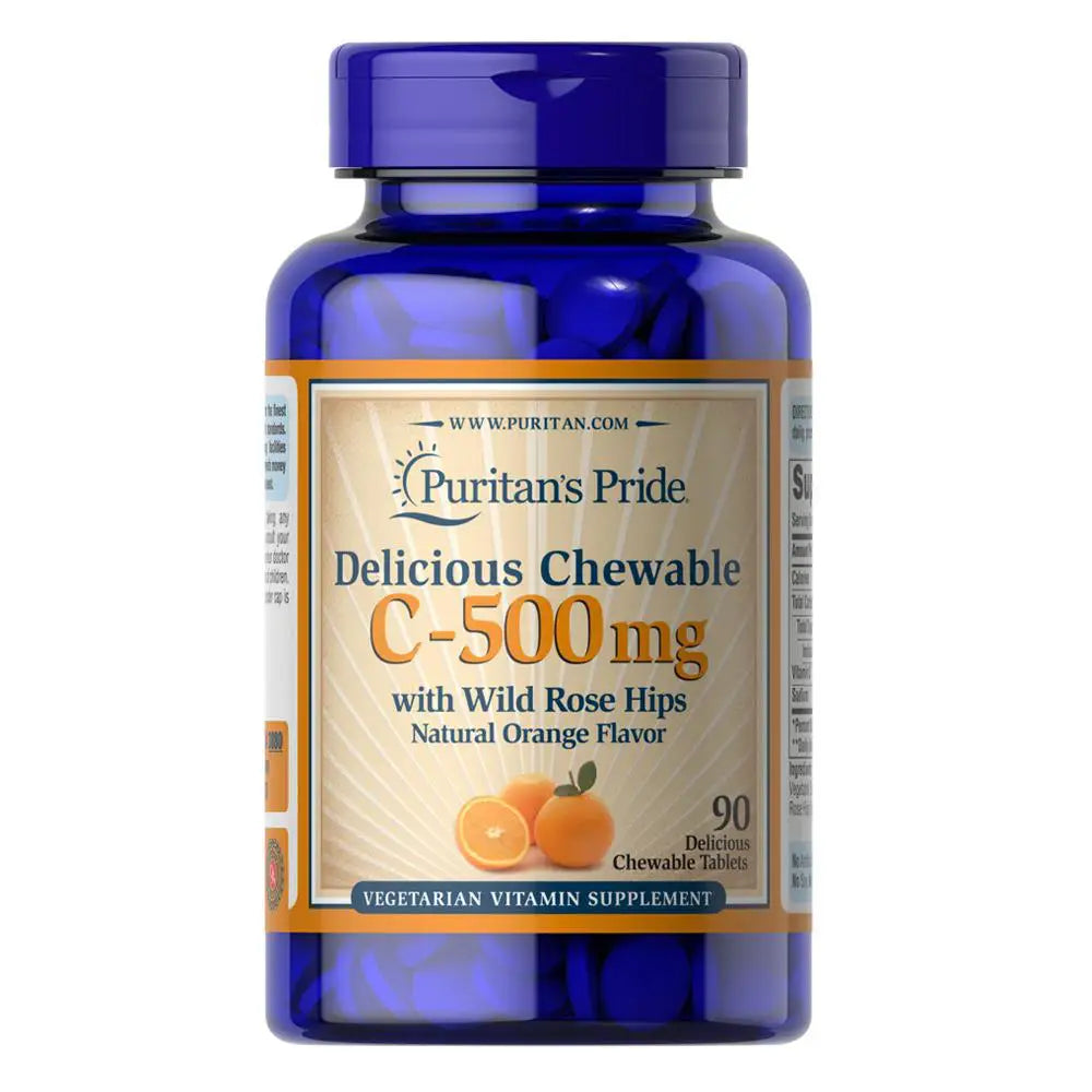Puritans Pride Vit C 500 Chewable & Rosehips 90 Tablets