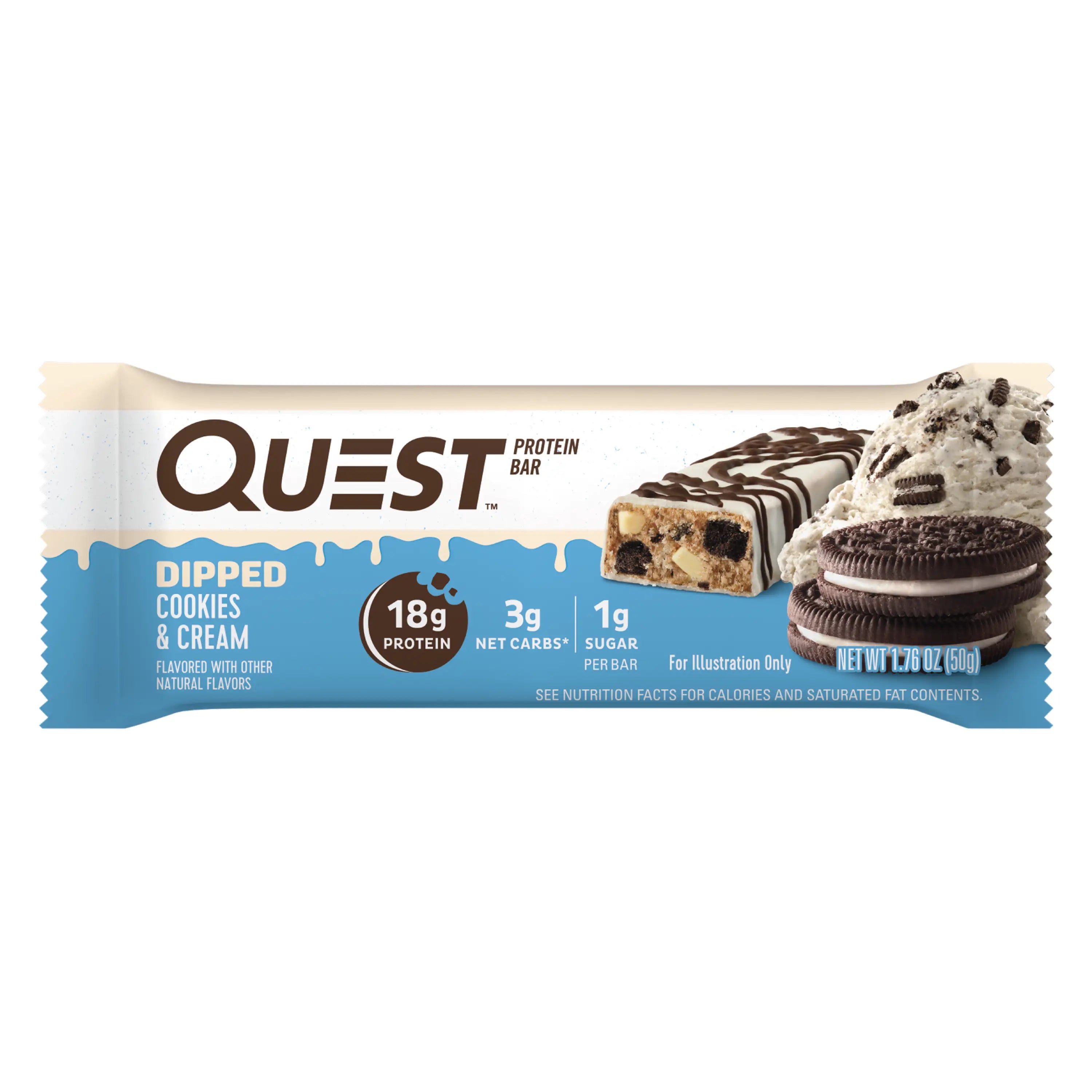 Quest Protein Bar 18g-Dipped Cookies & Cream 50G