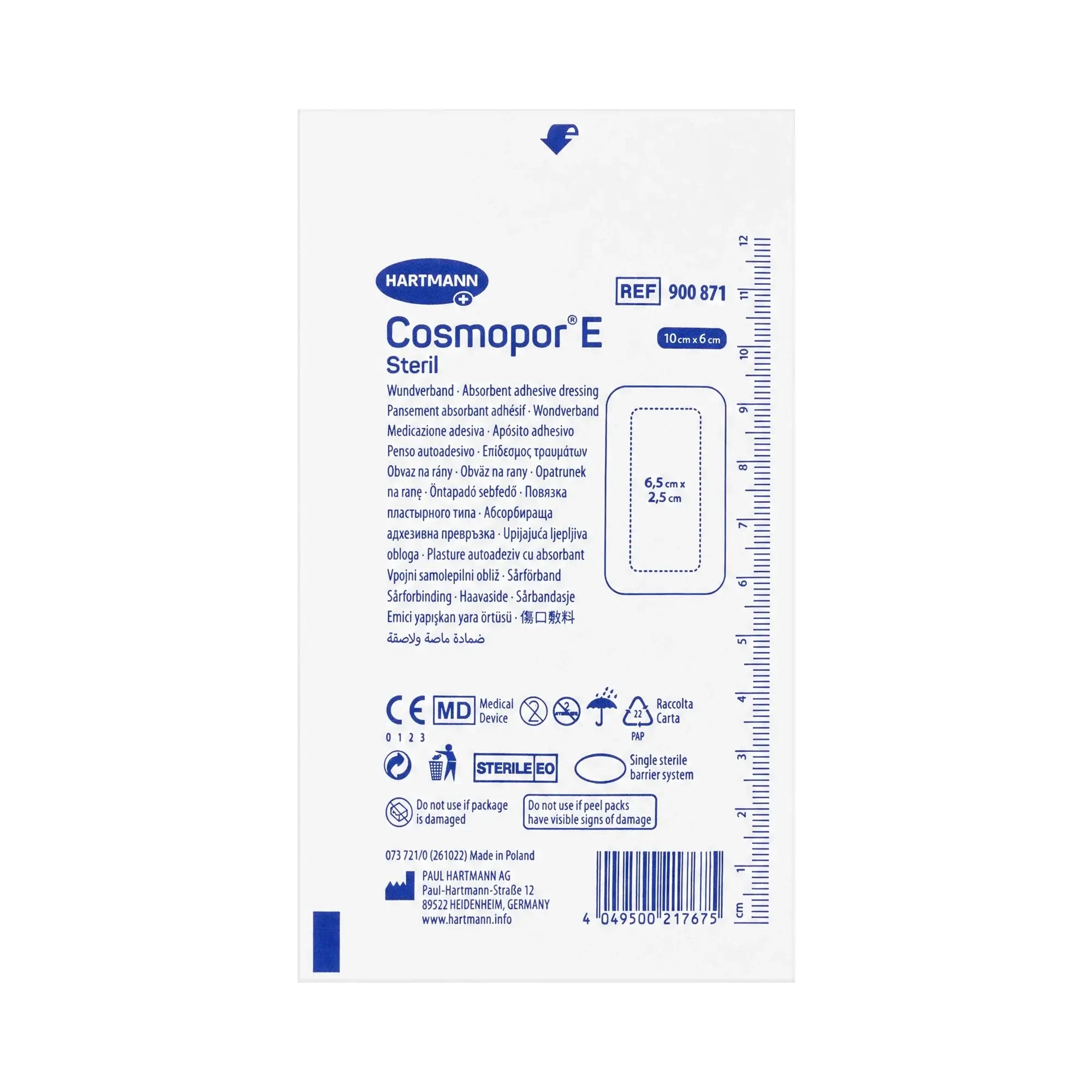 23134-Hartmann Cosmopor E Latexfree 10x6cm 1pc +1