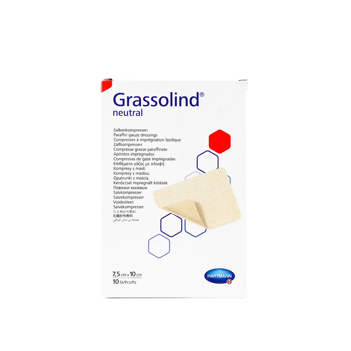 23887-Hartmann Grassolind Vaseline Gauze 7.5x10cm 10pcs