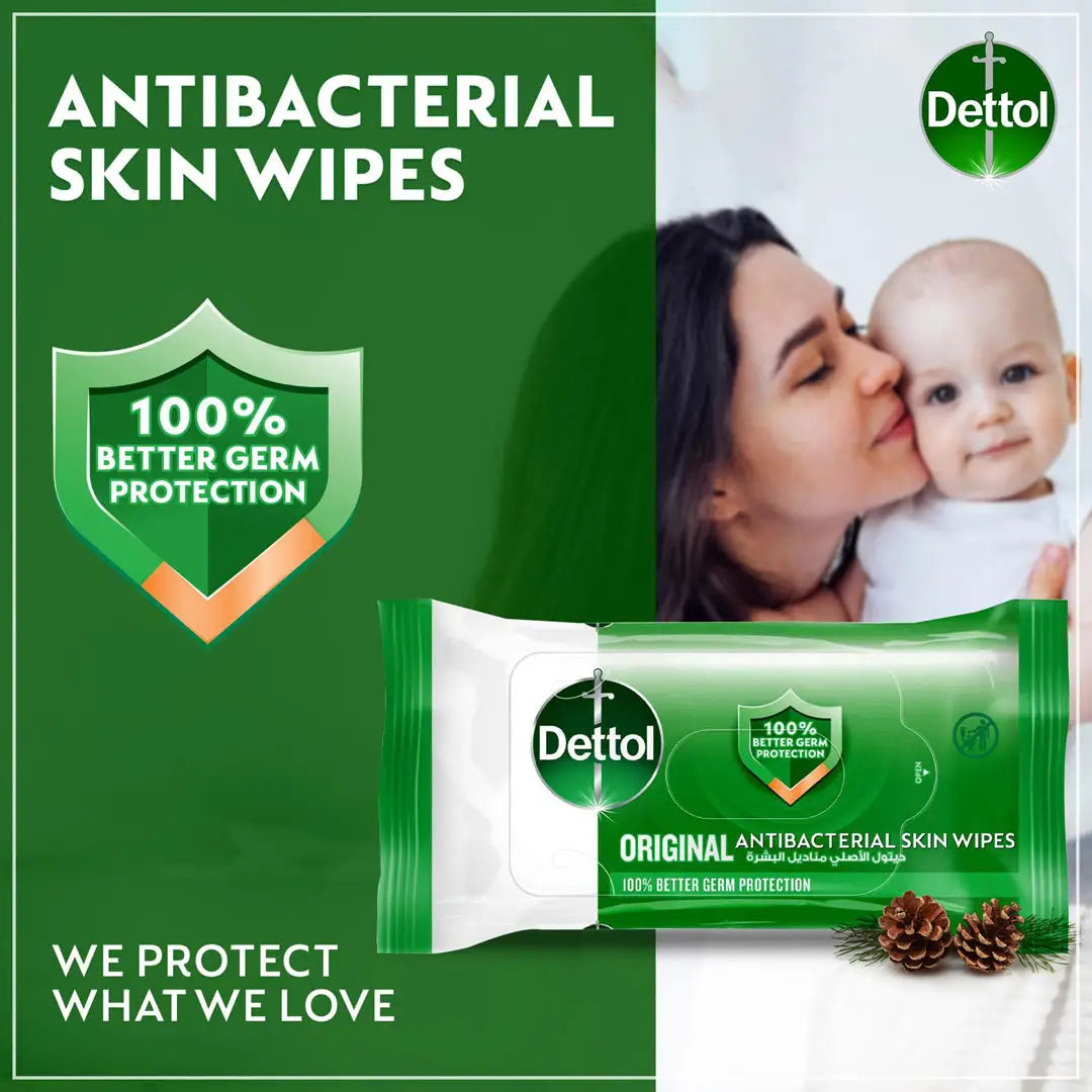 24218-Dettol Anti-Bacterial Skin Wipes 10 Pcs (Original) +2