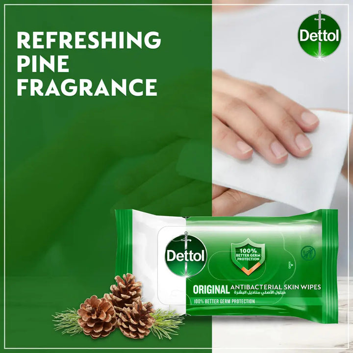 24218-Dettol Anti-Bacterial Skin Wipes 10 Pcs (Original) +3
