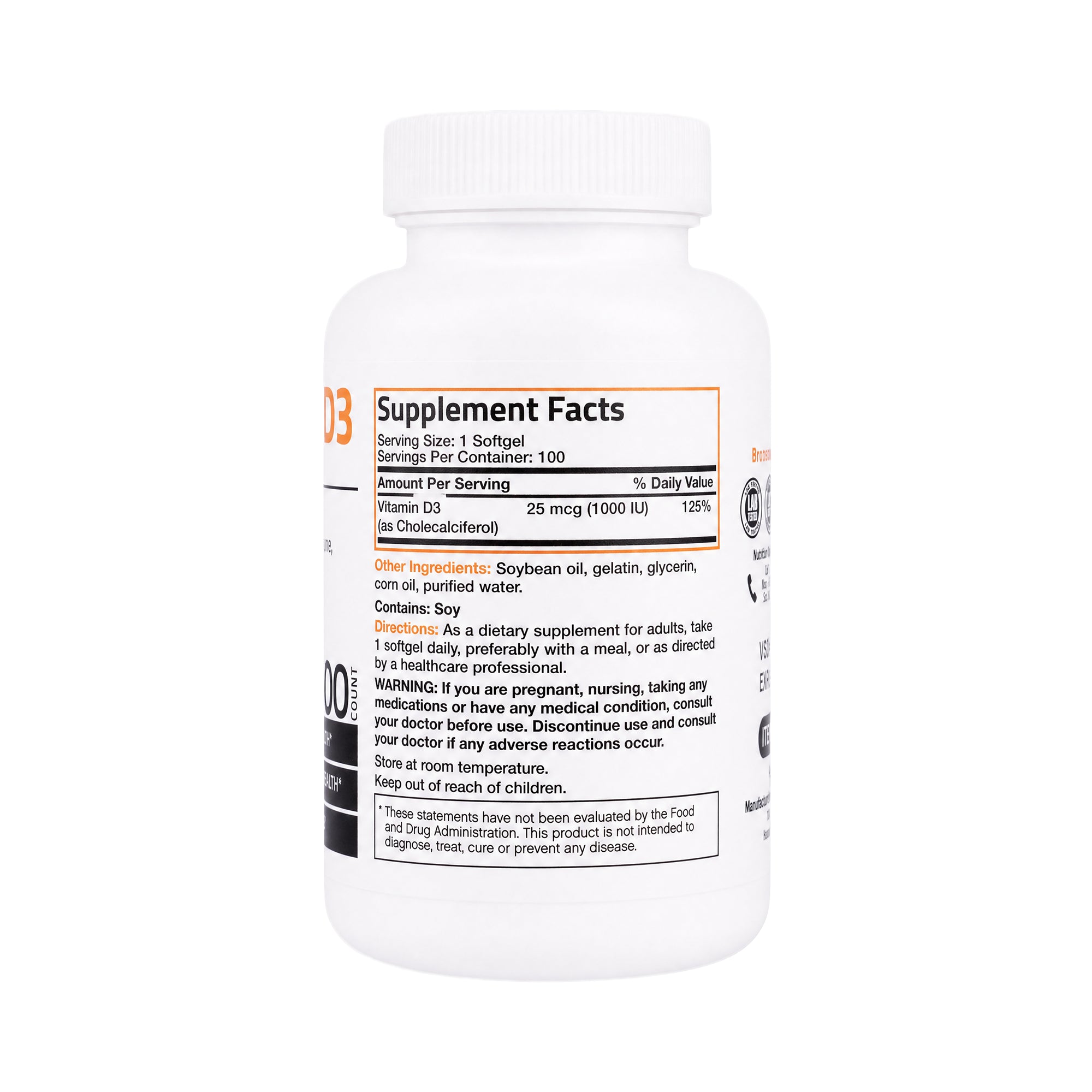 24649-Bronson Vit D3 1000Iu 100 Capsules +1