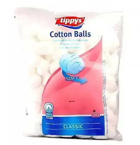 TIPPYS COTTON BALLS WHITE 100 PCS