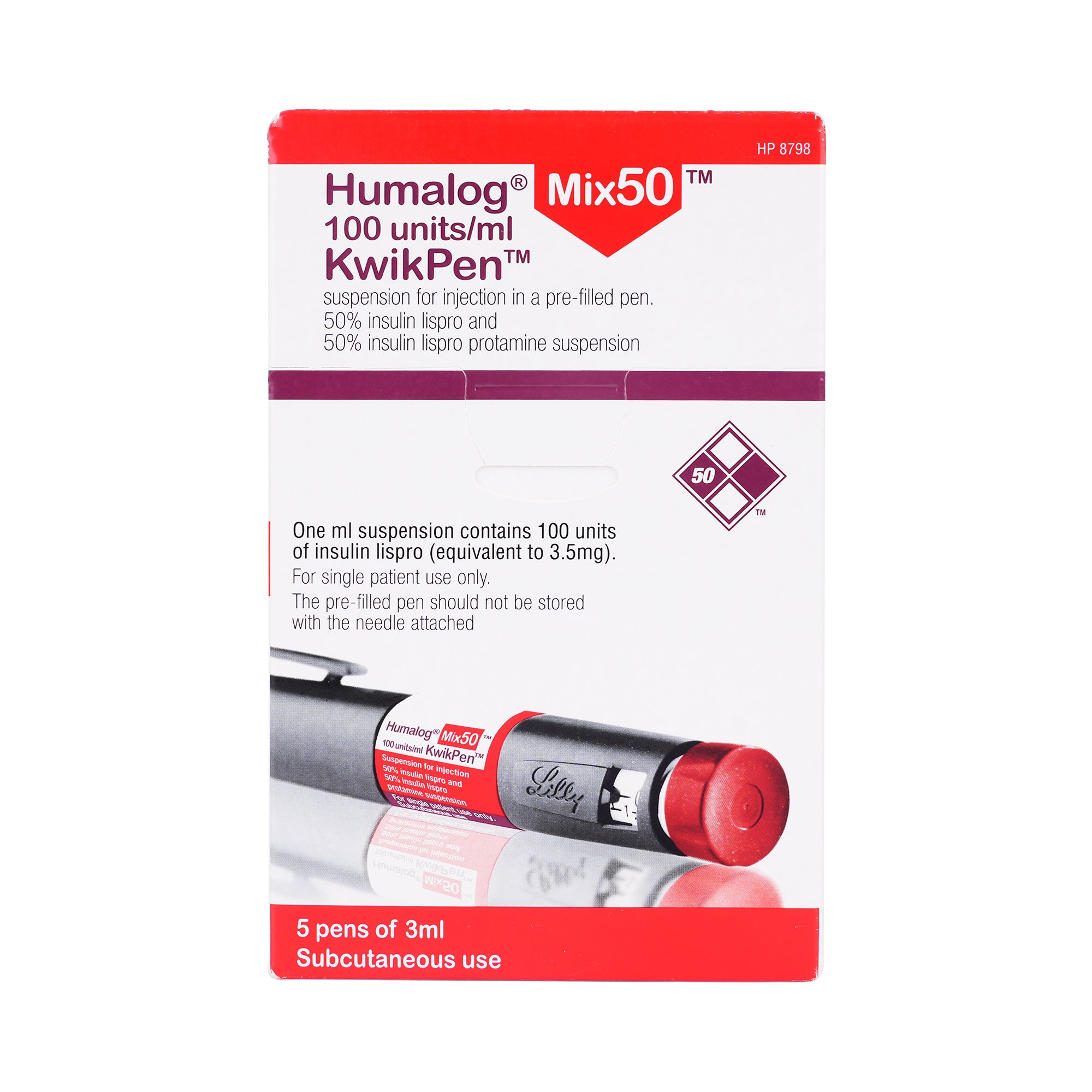 25041-Humalog Mix50 Inj 100U/Ml Pen 3Ml 5Crt