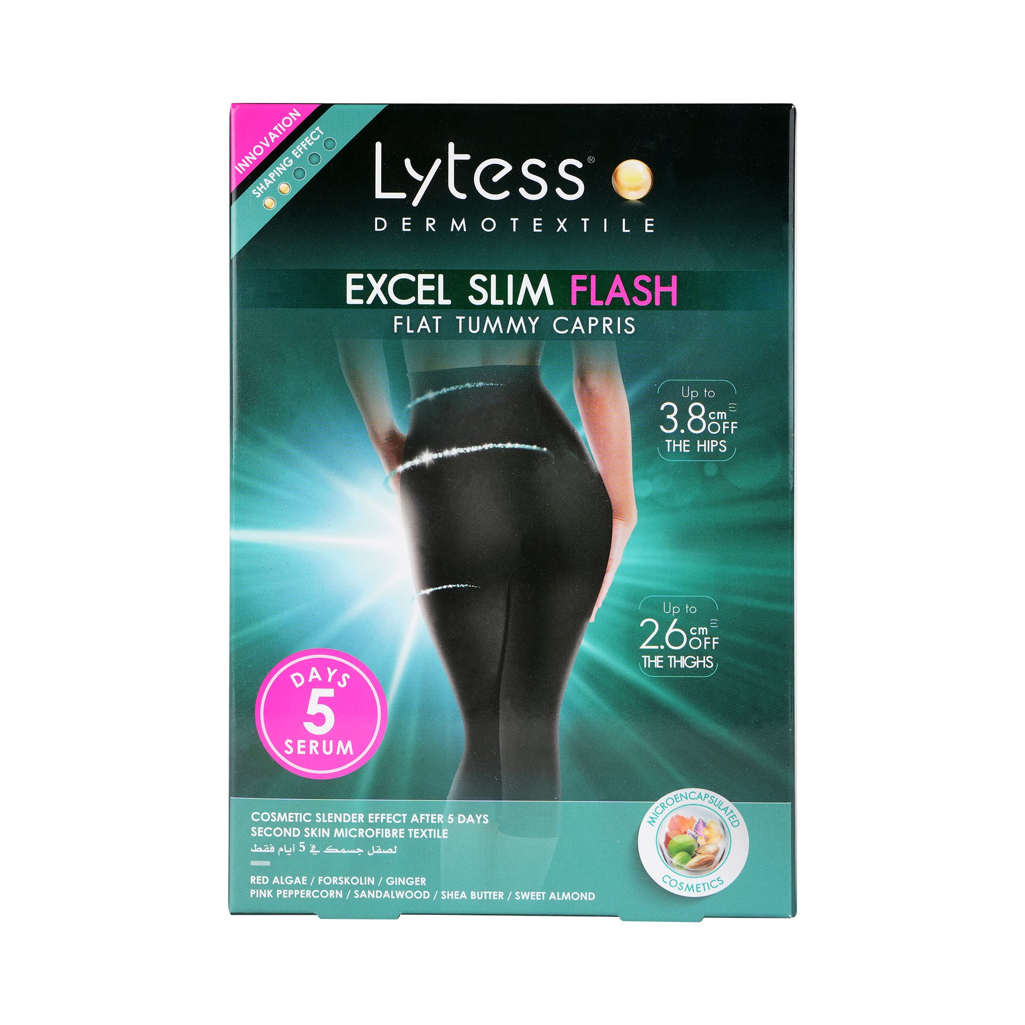 25079-Lytess Excel Slim Flash Flat Tummy Capris Black-S/M