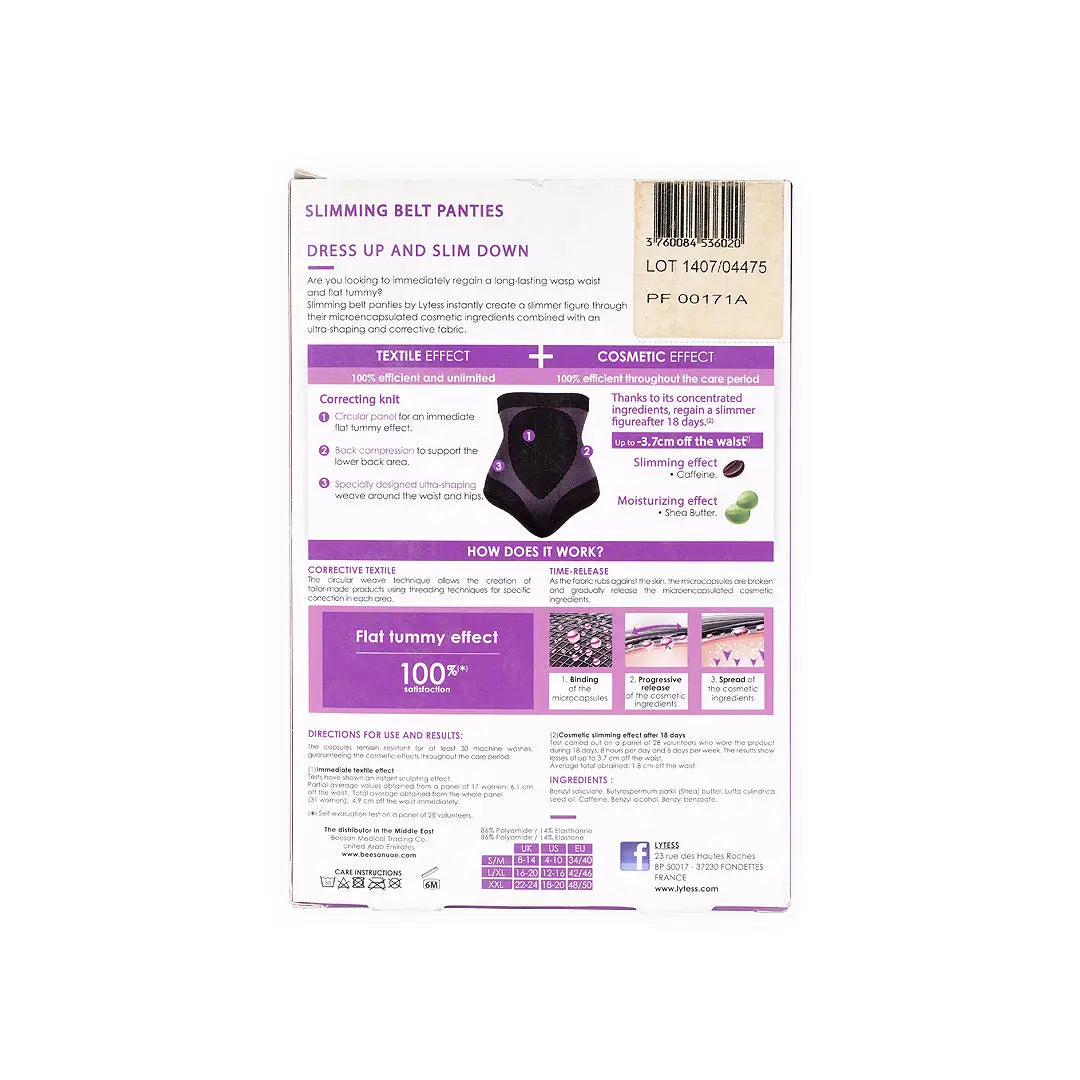 LYTESS CORRECTIVE BELT PANTIES BLACK NOIR - S/M