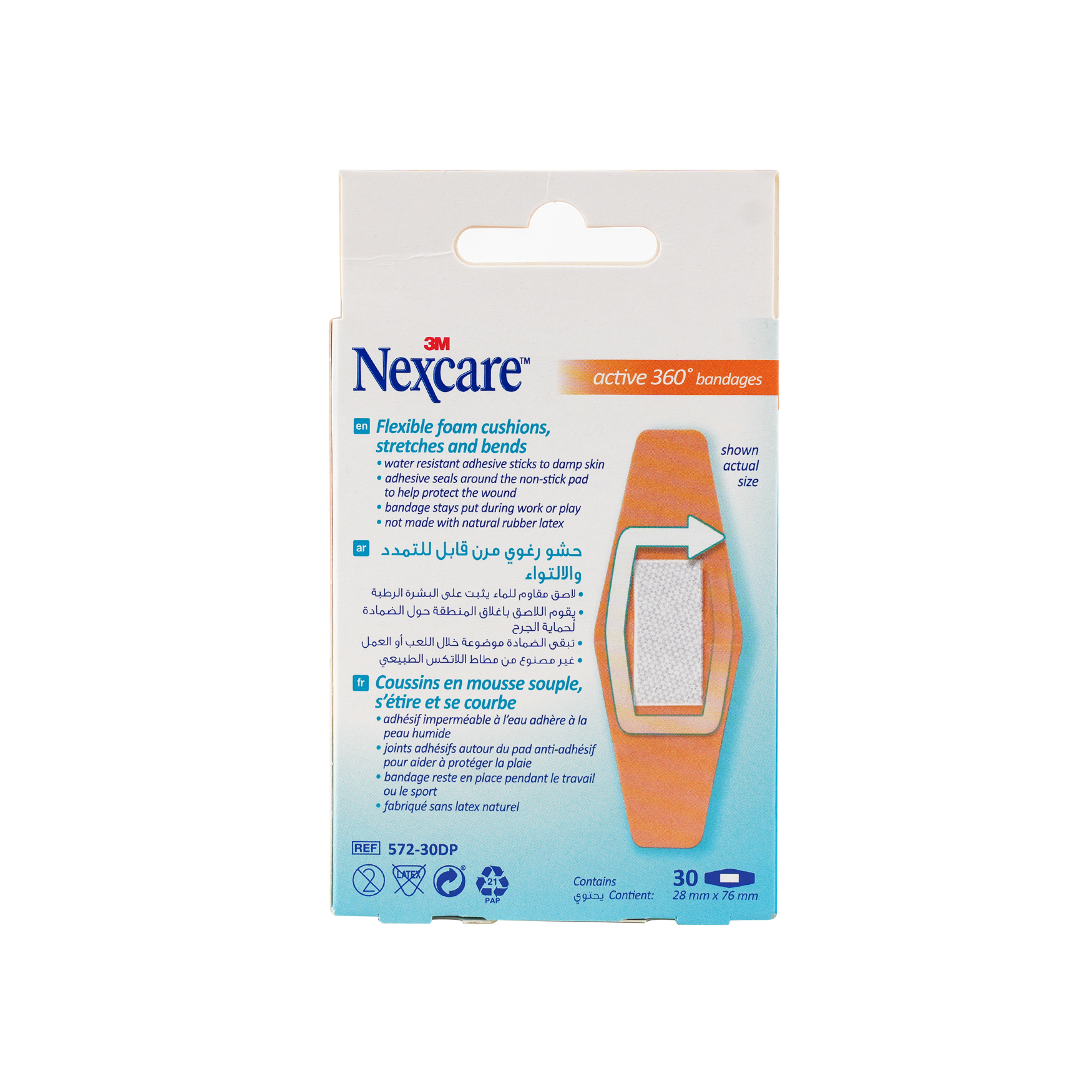 Nexcare Active 360 28x76mm Bandages 30pcs-572