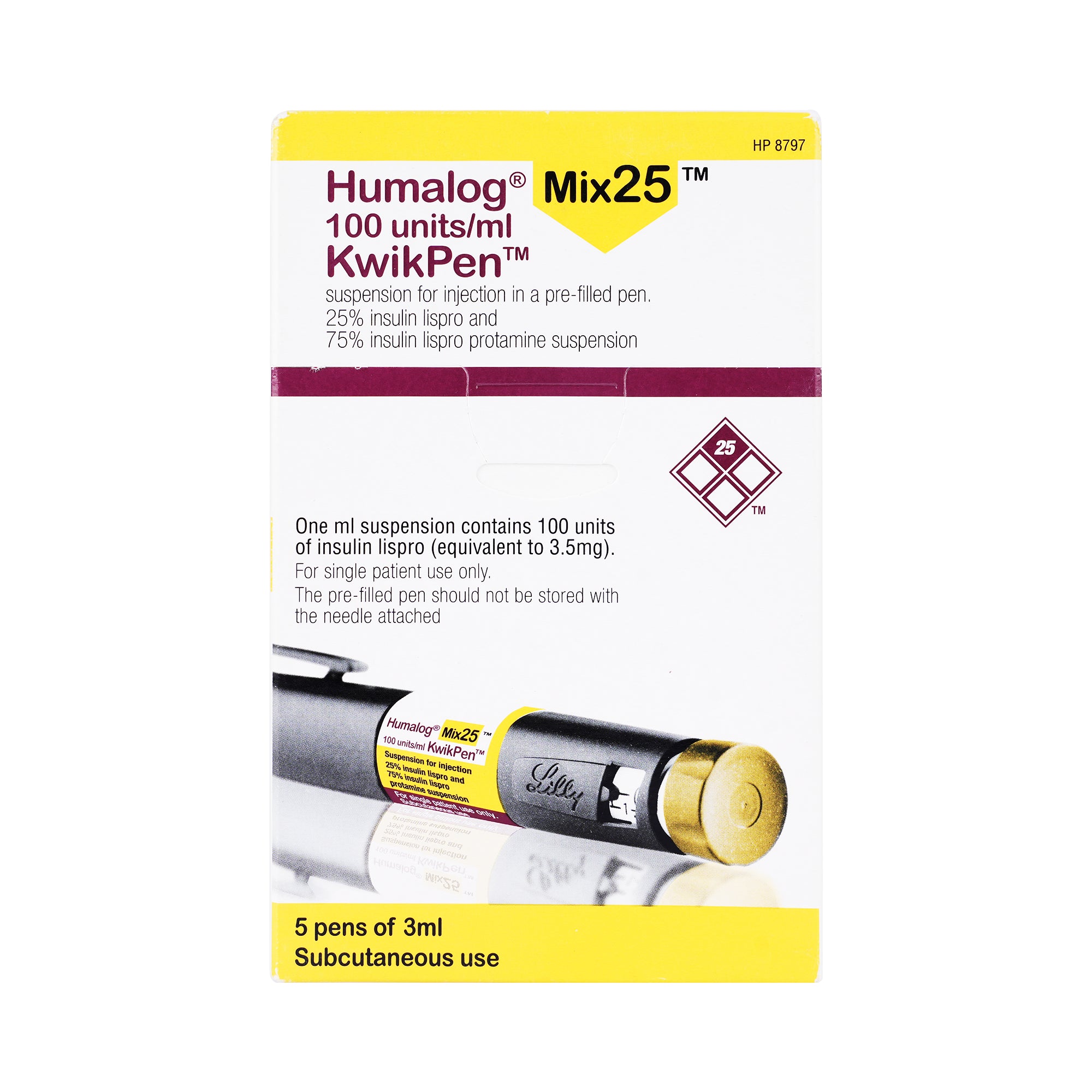 25306-Humalog Mix25 Inj 100U/Ml Kwik Pen 3Ml 5Crt