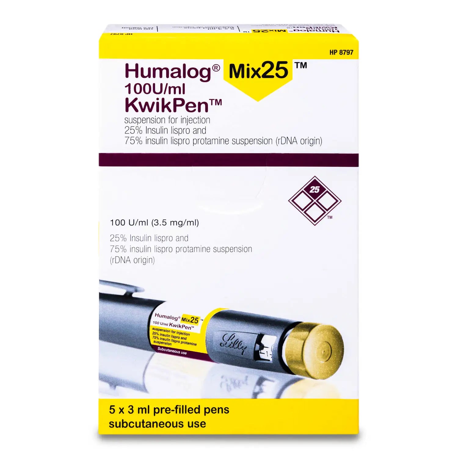 HUMALOG MIX25 INJ 100U/ML KWIK PEN 3ML 5CRT