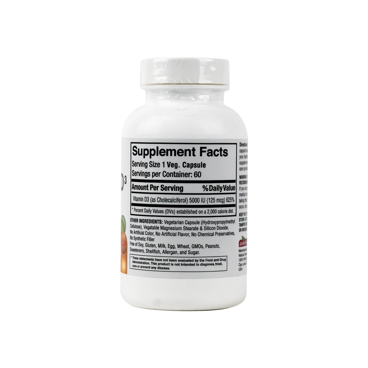 25603-Pure Health Vitamin D3 5000 IU 60 Veg Caps +1