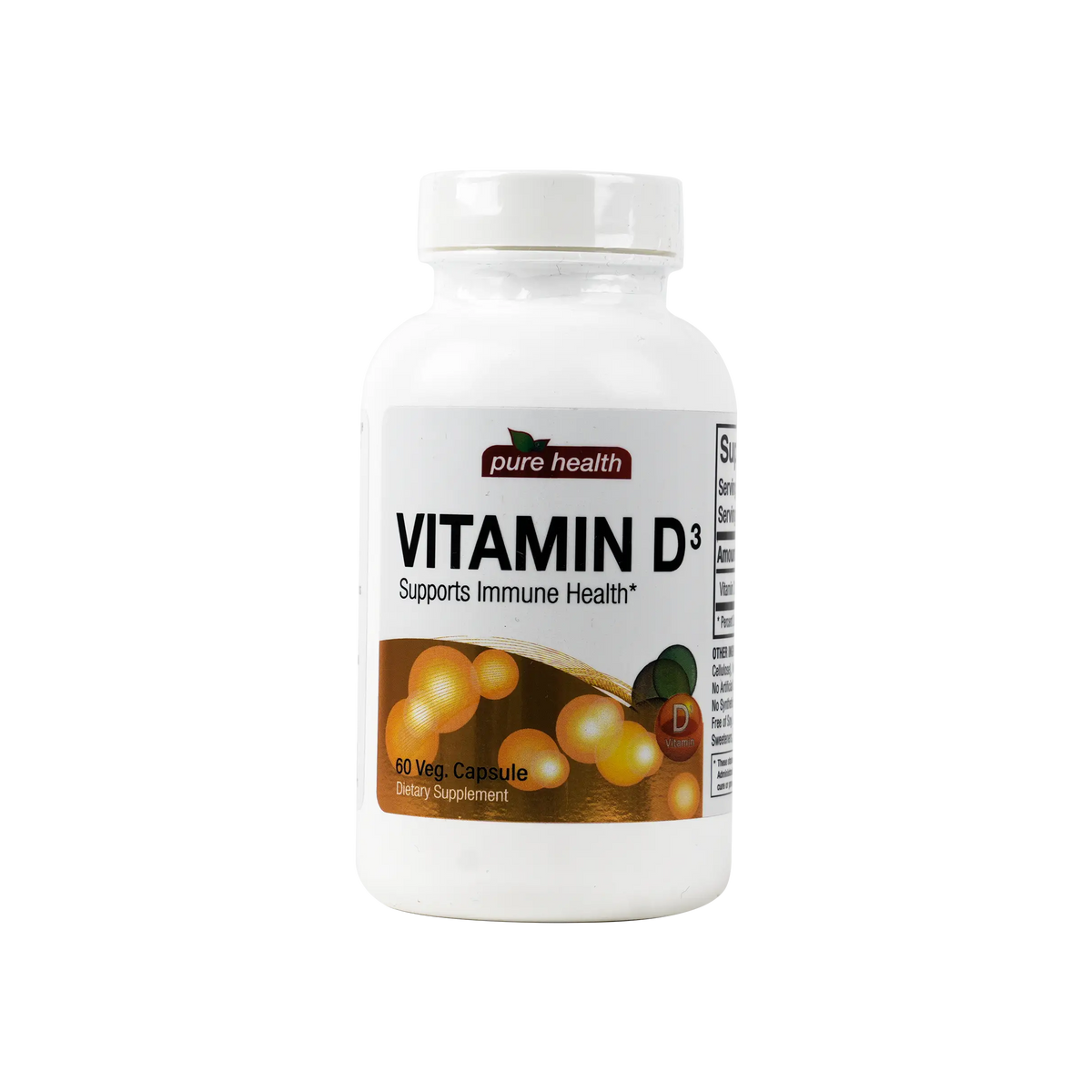 25603-Pure Health Vitamin D3 5000 IU 60 Veg Caps