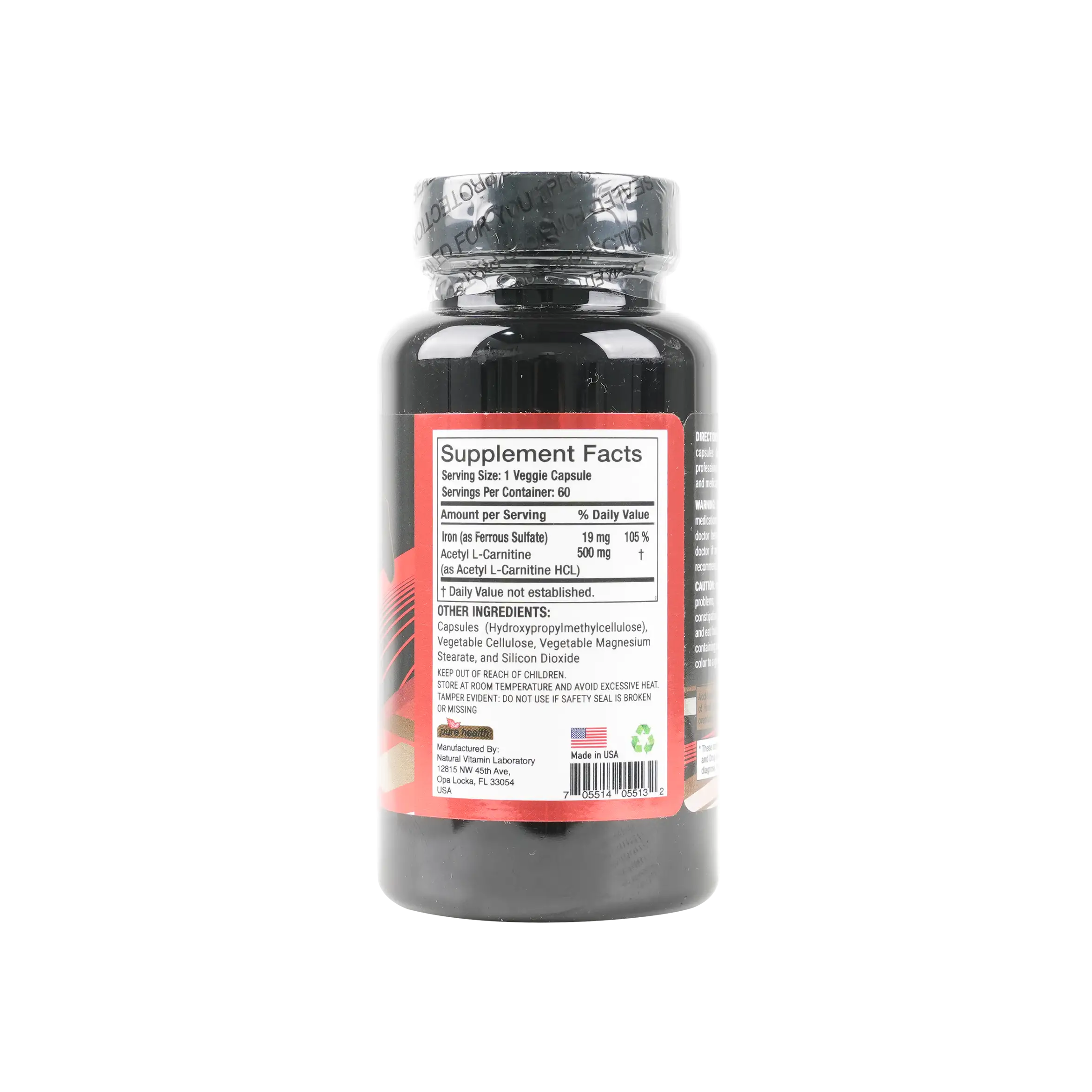 PURE HEALTH ACETYL L-CARNITINE 500MG 60 VEGGIE CAP