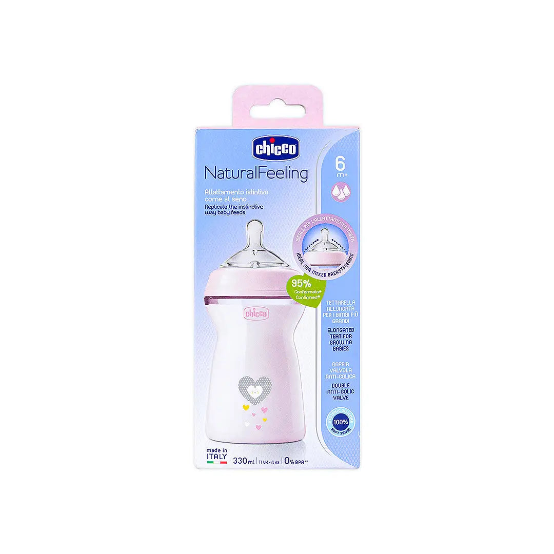 Chicco Natural Feeling Bottle Pink 330ml (6m+)
