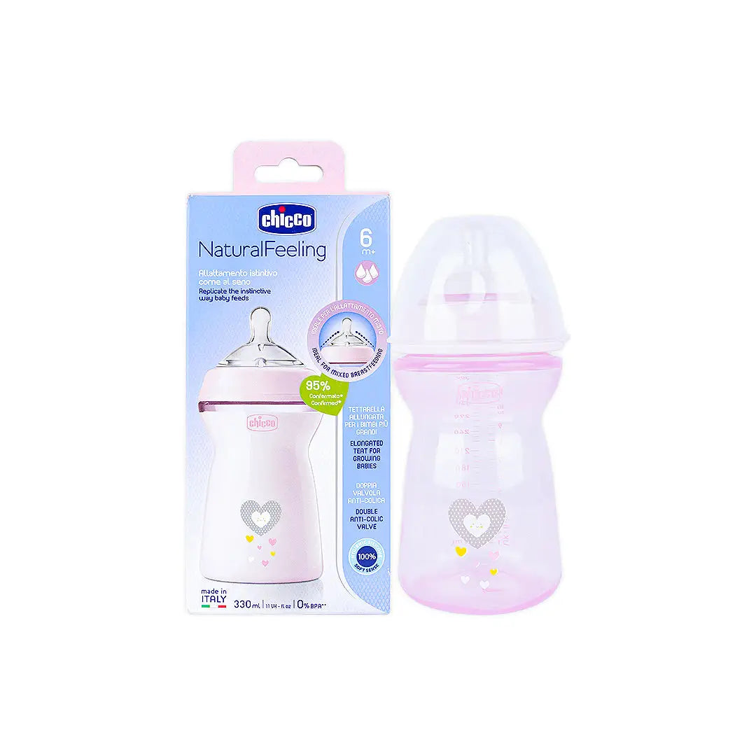 Chicco Natural Feeling Bottle Pink 330ml (6m+)