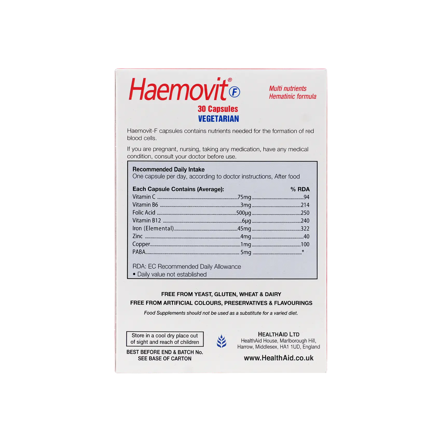 Healthaid Haemovit Fort 30 Cap