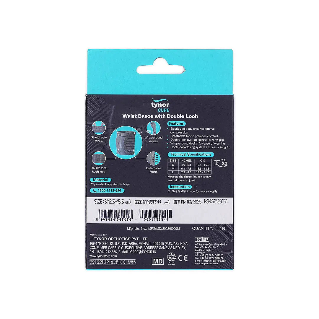 25862-Tynor Wrist Brace with Double Lock-E05 S +4