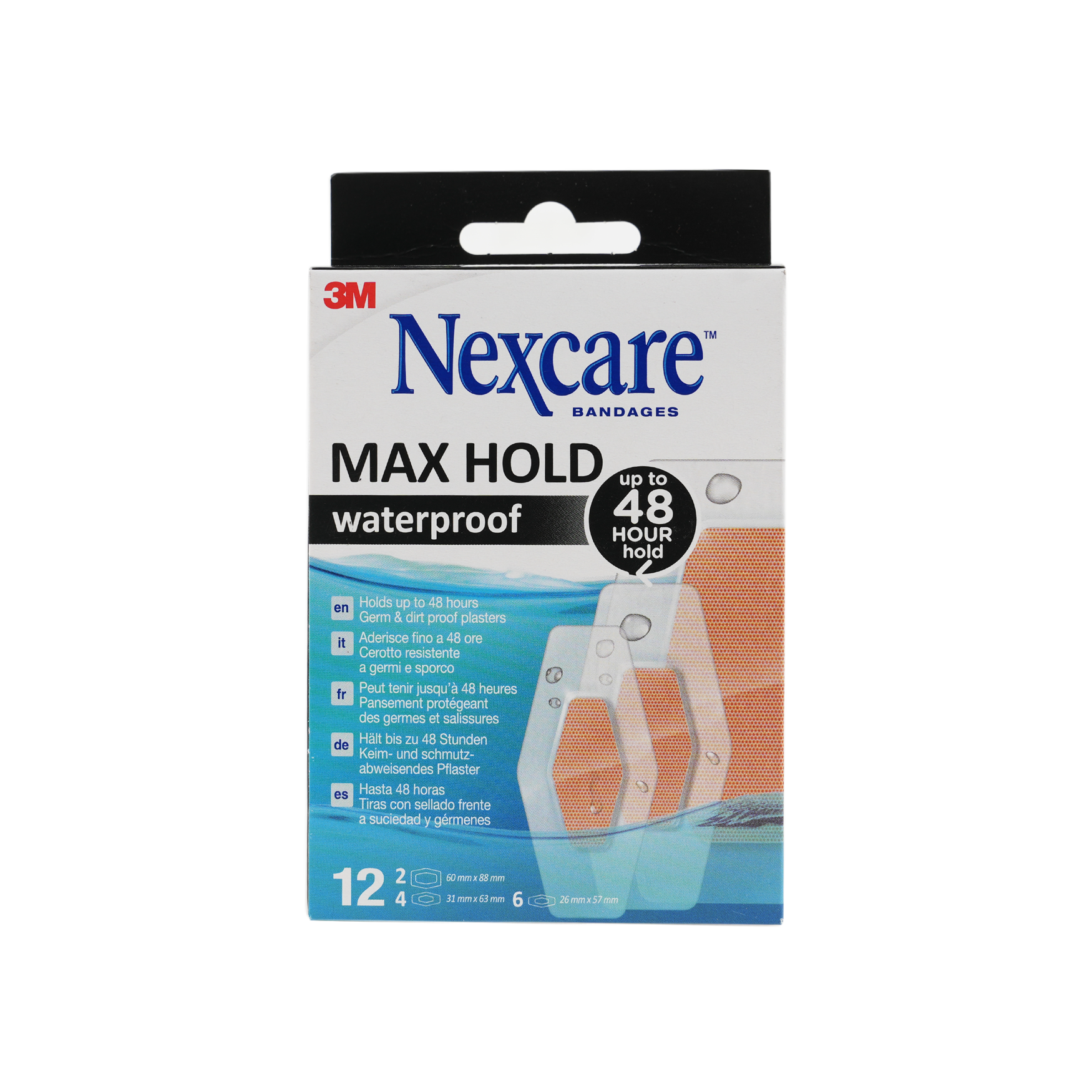 Nexcare Max Hold Waterproof Assorted Bandages 12pcs