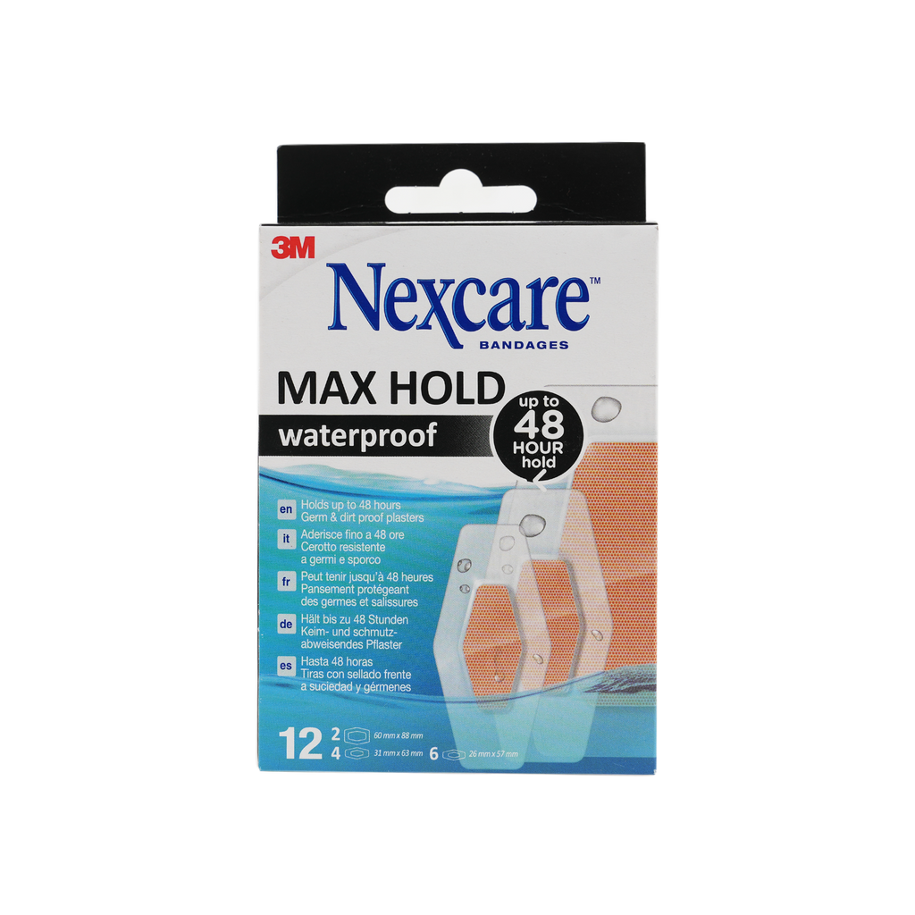 Nexcare Max Hold Waterproof Assorted Bandages 12pcs