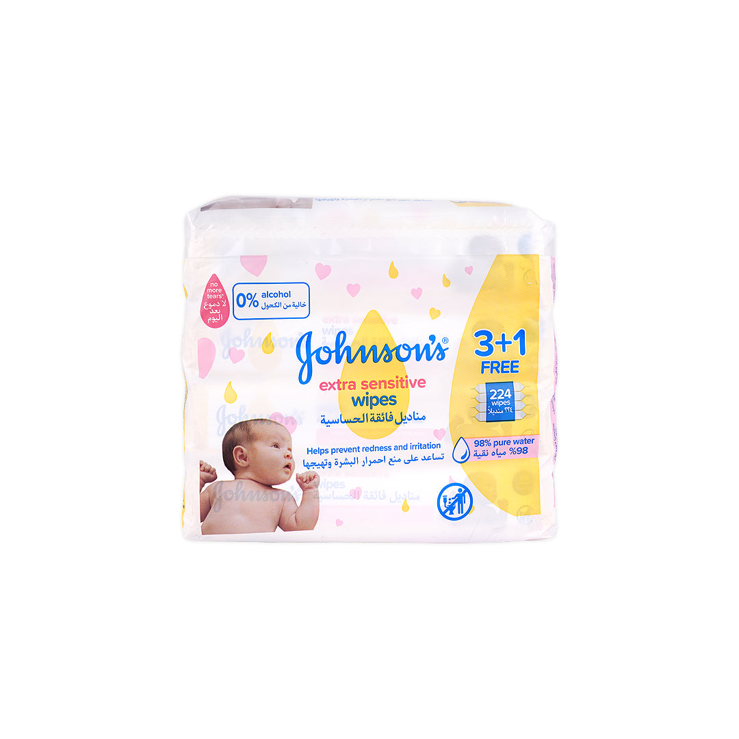 Johnson's Baby Extra Sensitive 56Wipes (3+1)-Offer