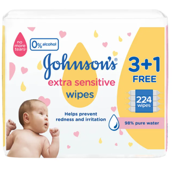 JOHNSON BABY EXTRA SENSITIVE 3X1 224PCS