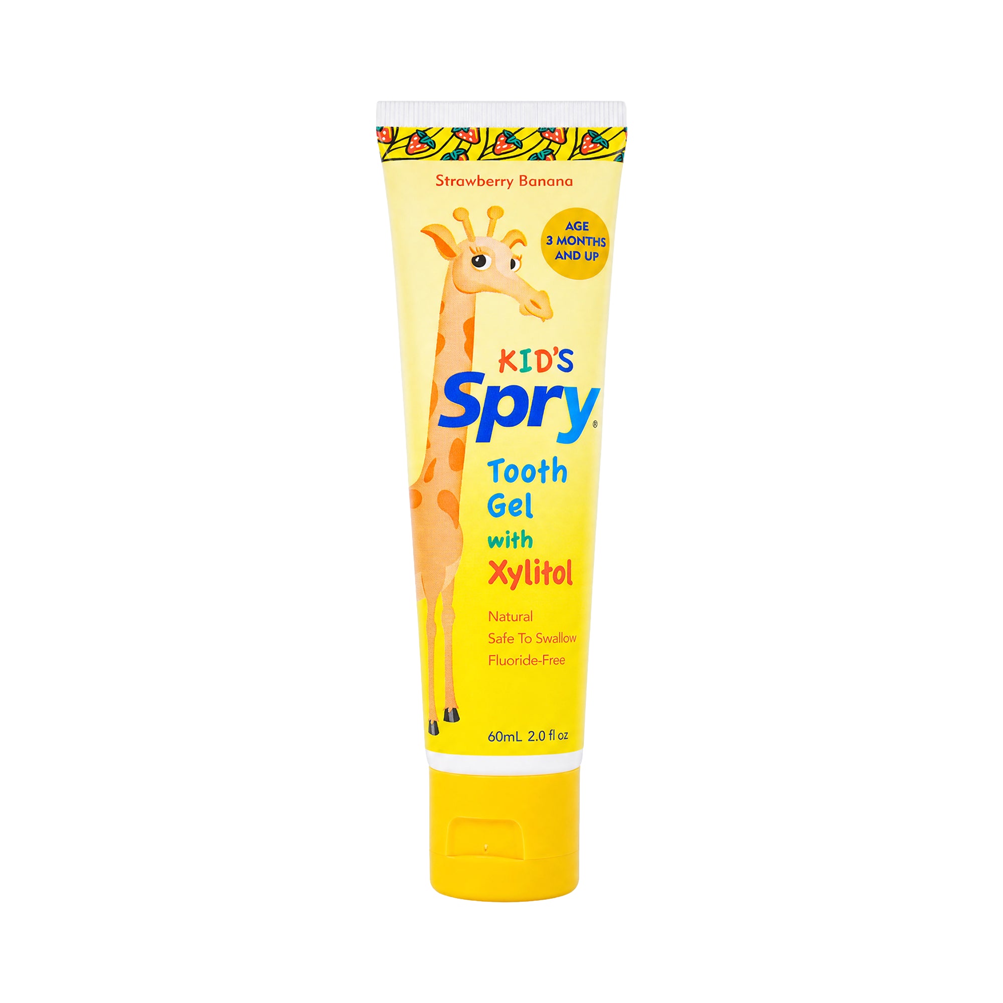 26700-Spry Xylitol Kids 3m+ Gel Toothpaste Strawberry Banana 60ml