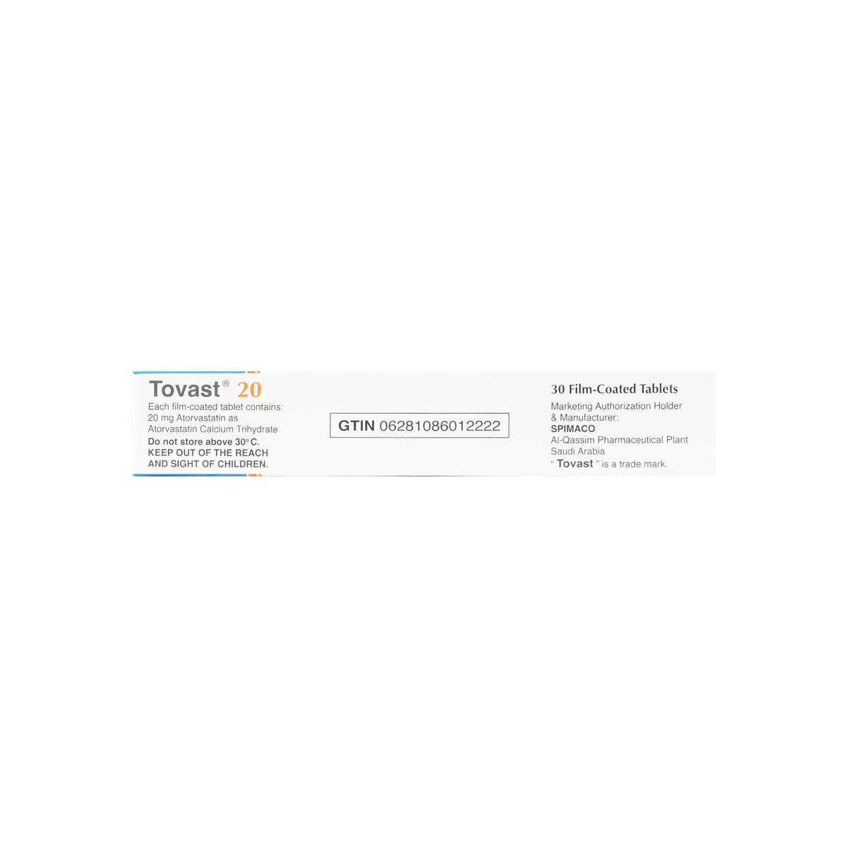 27001-Tovast 20Mg 30 Tablets +1