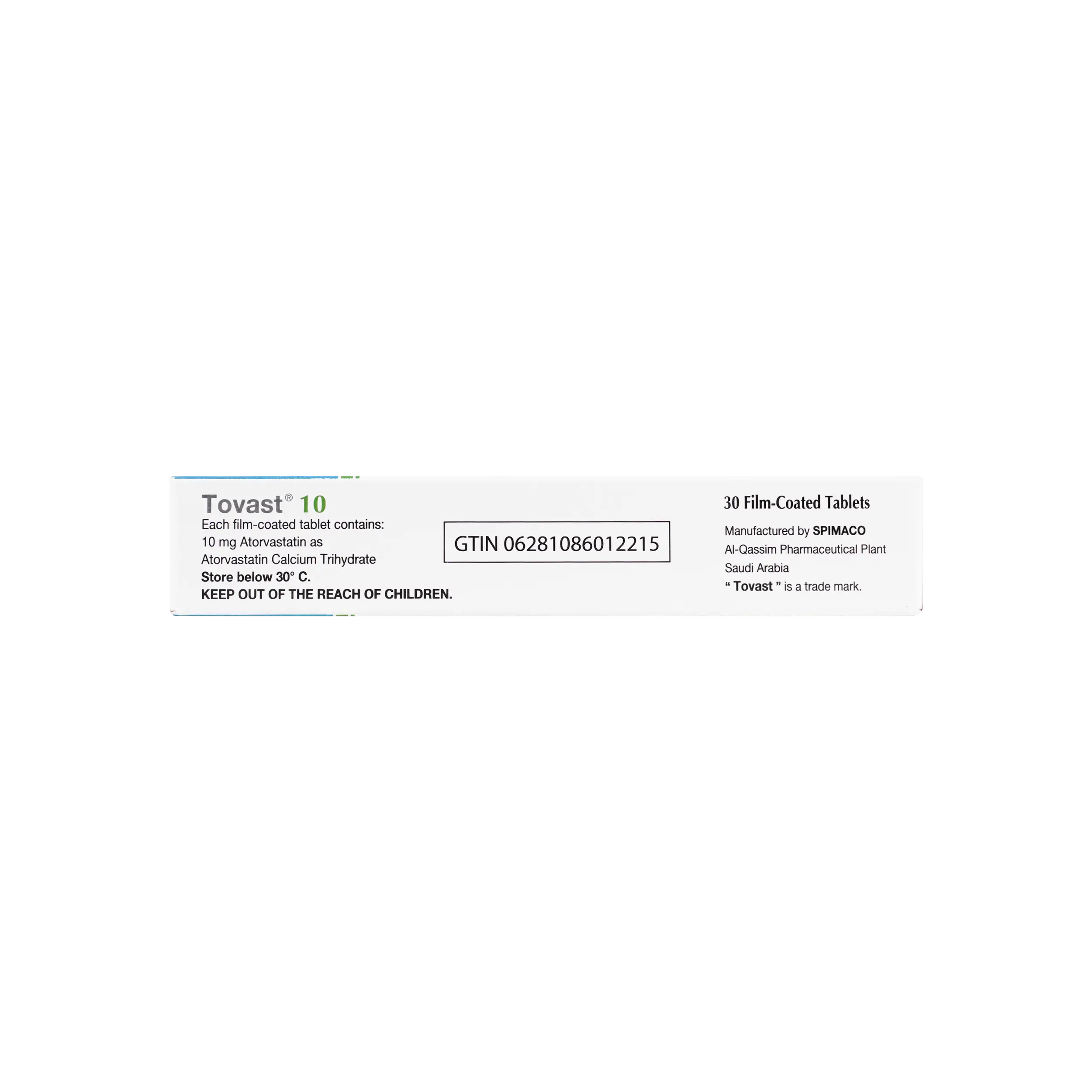TOVAST 10MG 30 TABLETS