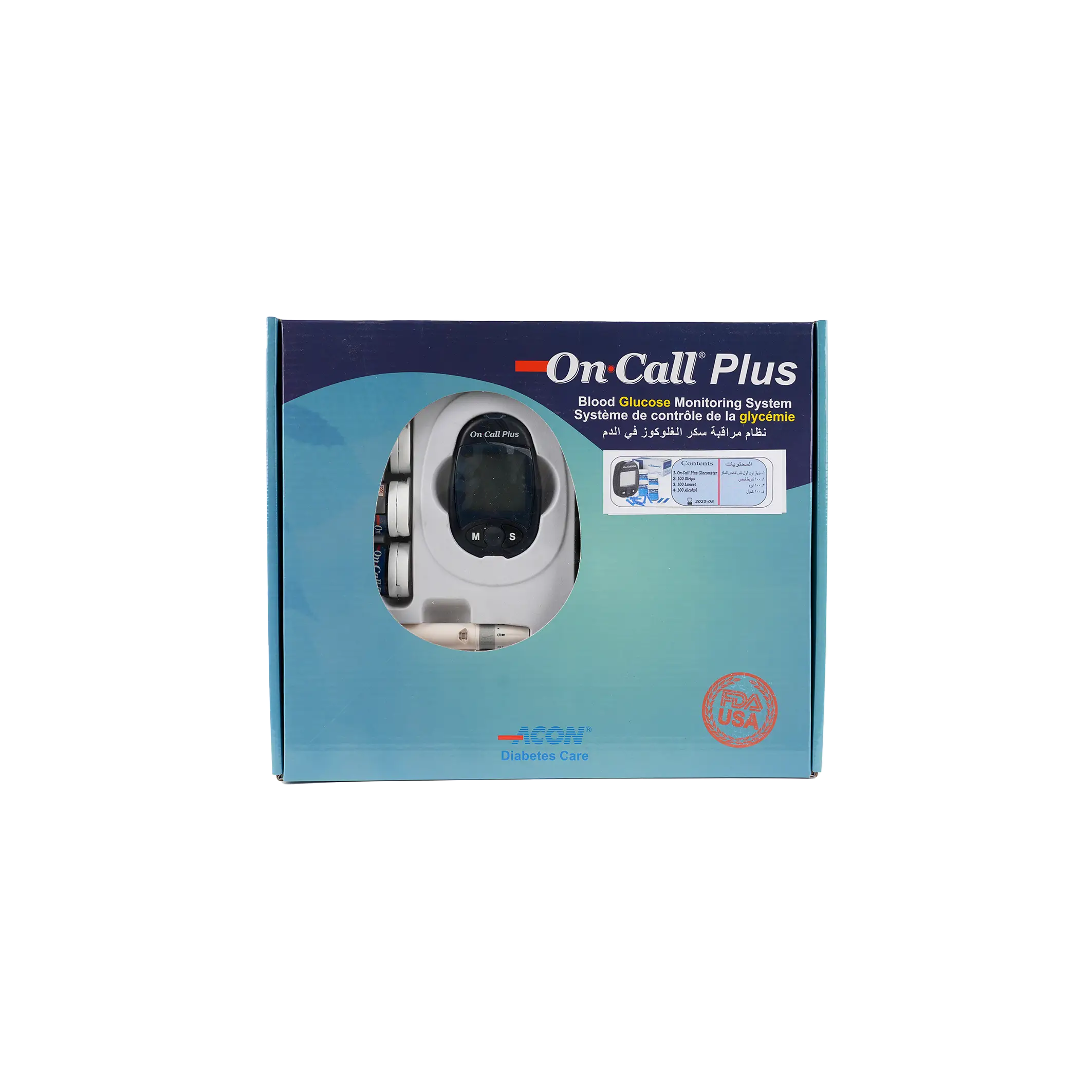 On Call Plus Glucometer + 100 Strips + 100 Lancets + Alc