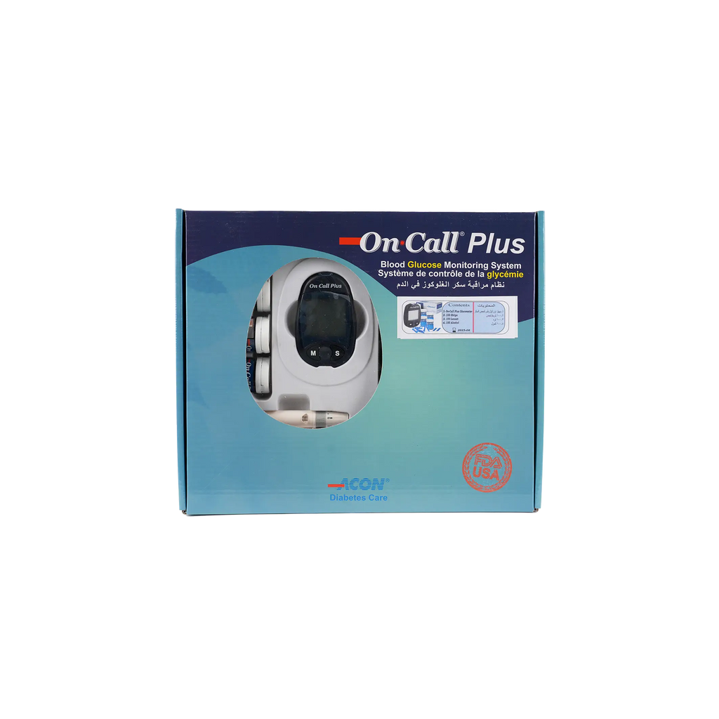 On Call Plus Glucometer + 100 Strips + 100 Lancets + Alc