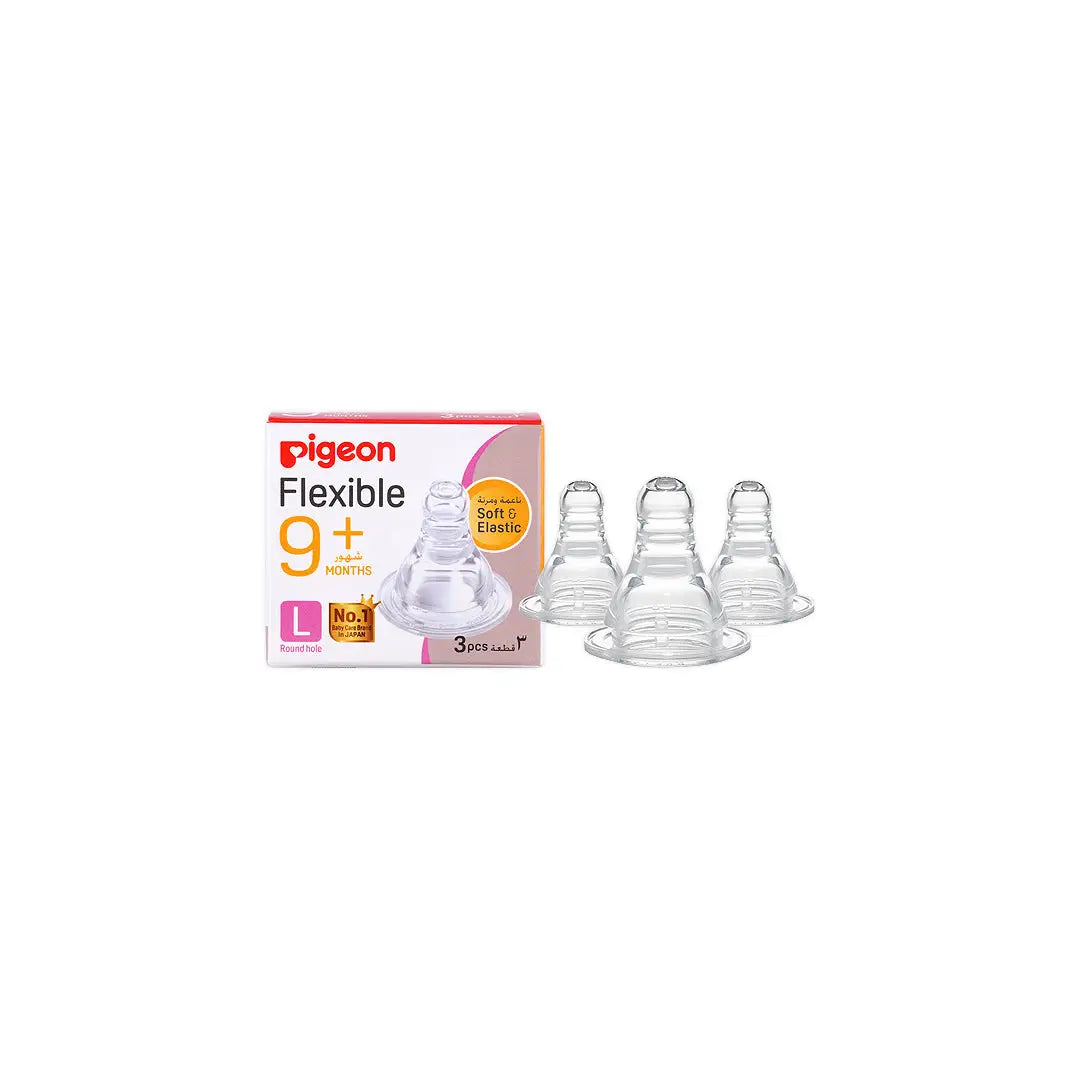 27418-Pigeon Peristaltic Silicone Nipple L +9m 3Pcs-17354
